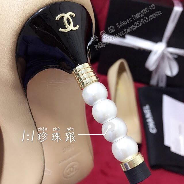 Chanel女鞋 香奈兒小香風 雙C logo色彩拼接 Chanel氣質高跟皮鞋  naq1245